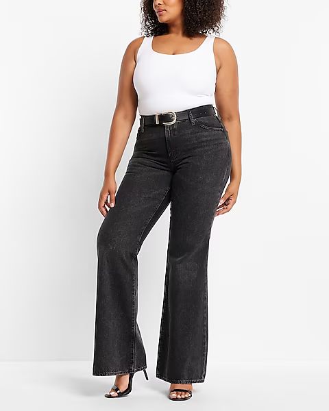 Mid Rise Black 70s Flare Jeans | Express