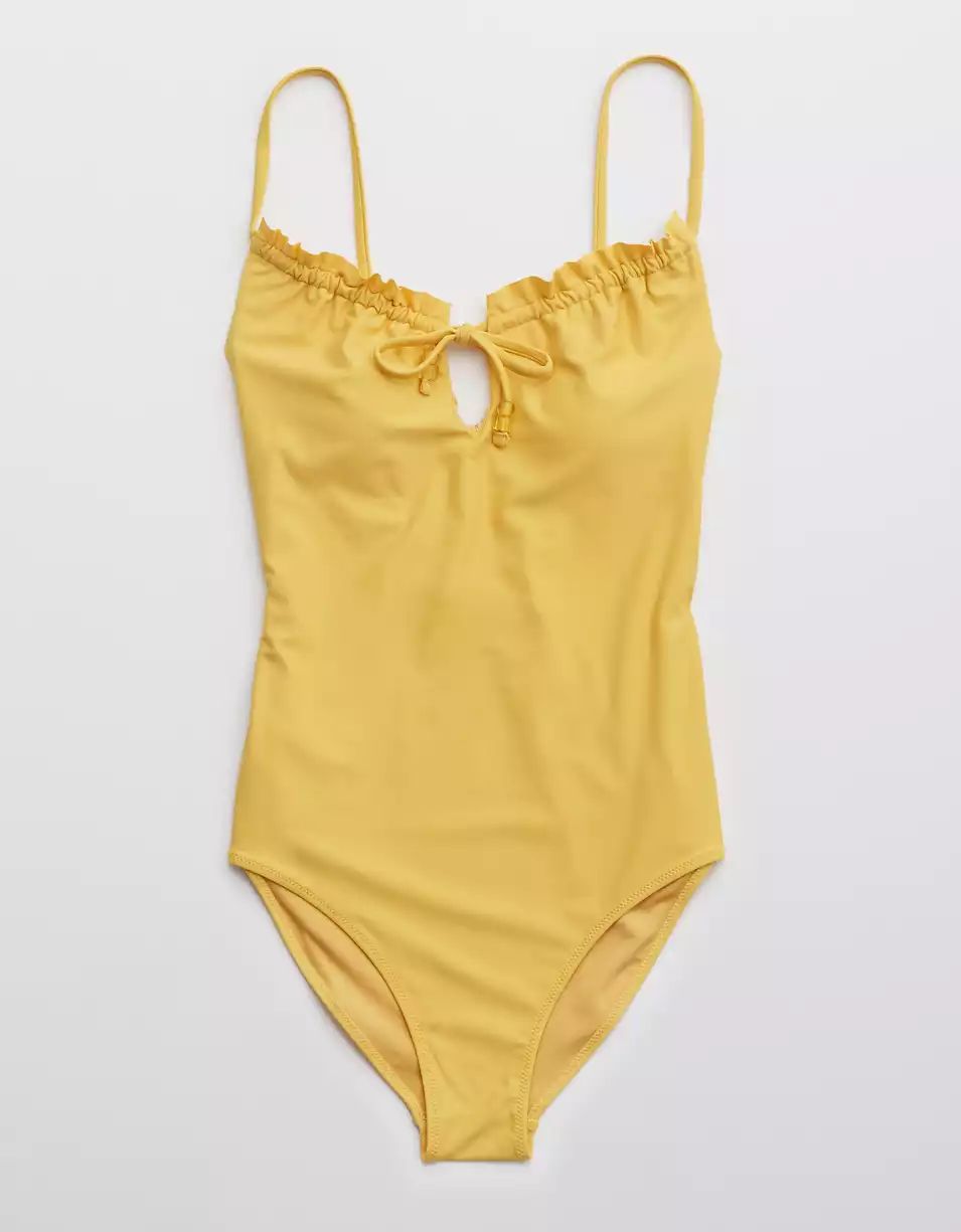 Aerie Ruffle Keyhole One Piece Swimsuit | American Eagle Outfitters (US & CA)