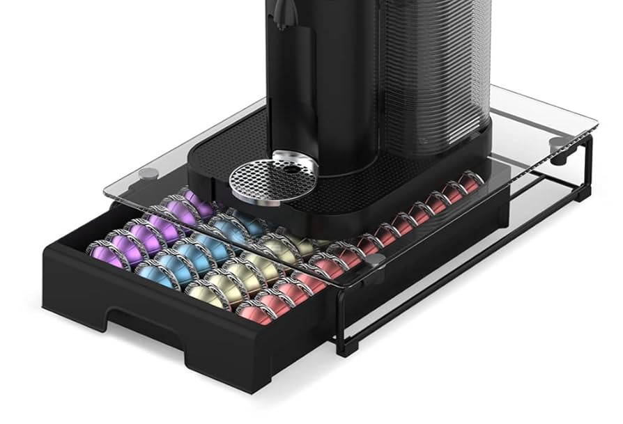EVERIE Crystal Tempered Glass Organizer Drawer Holder Compatible with Nespresso Vertuo Capsules, ... | Amazon (US)