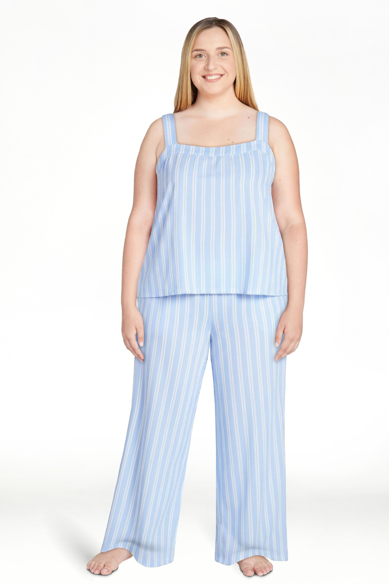 Joyspun Women's Wide Strap Cotton Tank Top and Pants Pajama Set, 2-Piece, Sizes XS-3X | Walmart (US)