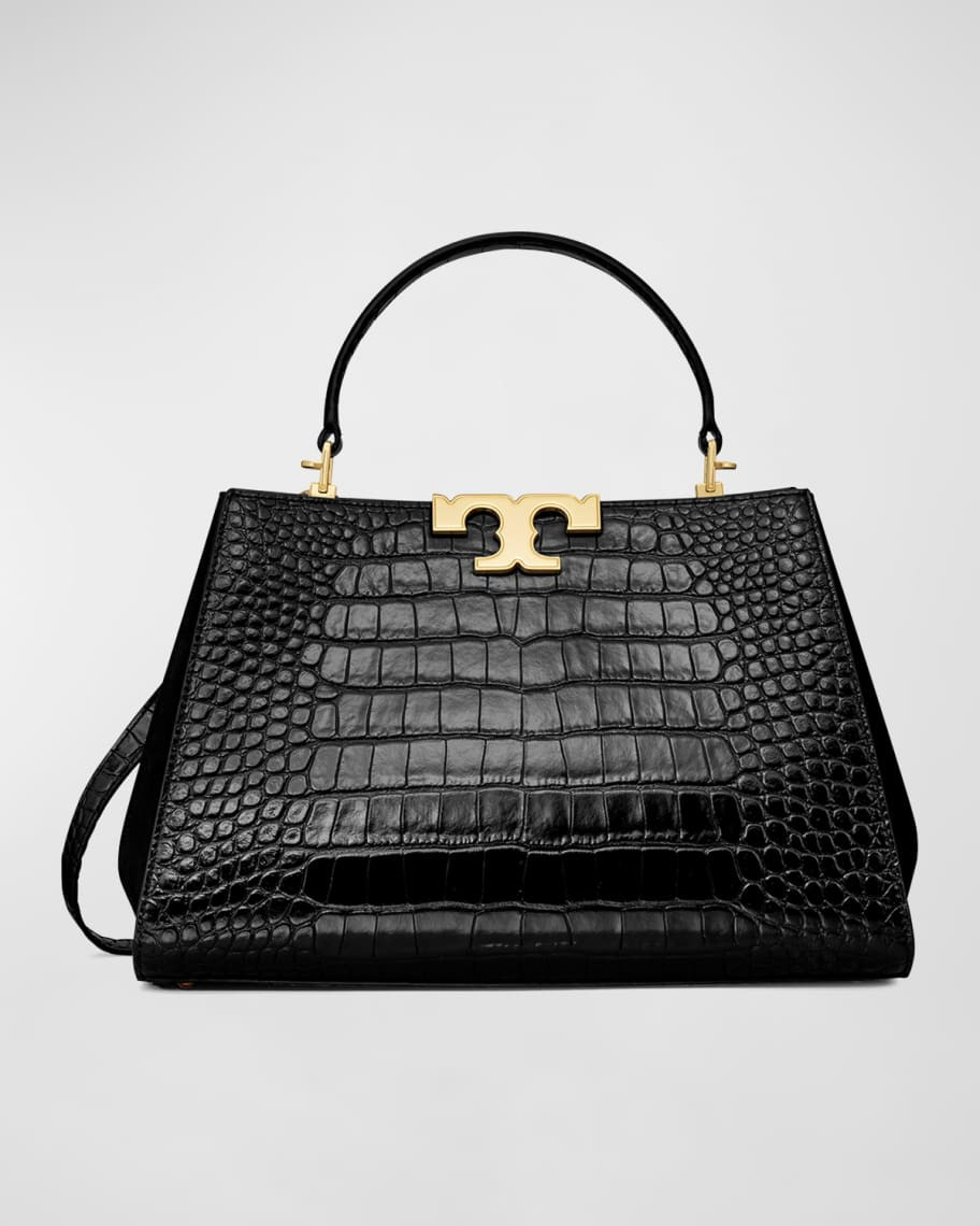 Tory Burch Eleanor Crocodile & Calf Leather Satchel Bag | Neiman Marcus