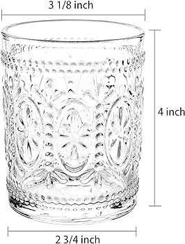 Bekith 6 Pack Drinking Glasses, 9.5 oz Romantic Water Glasses Tumblers, Heavy Duty Vintage Glassw... | Amazon (US)