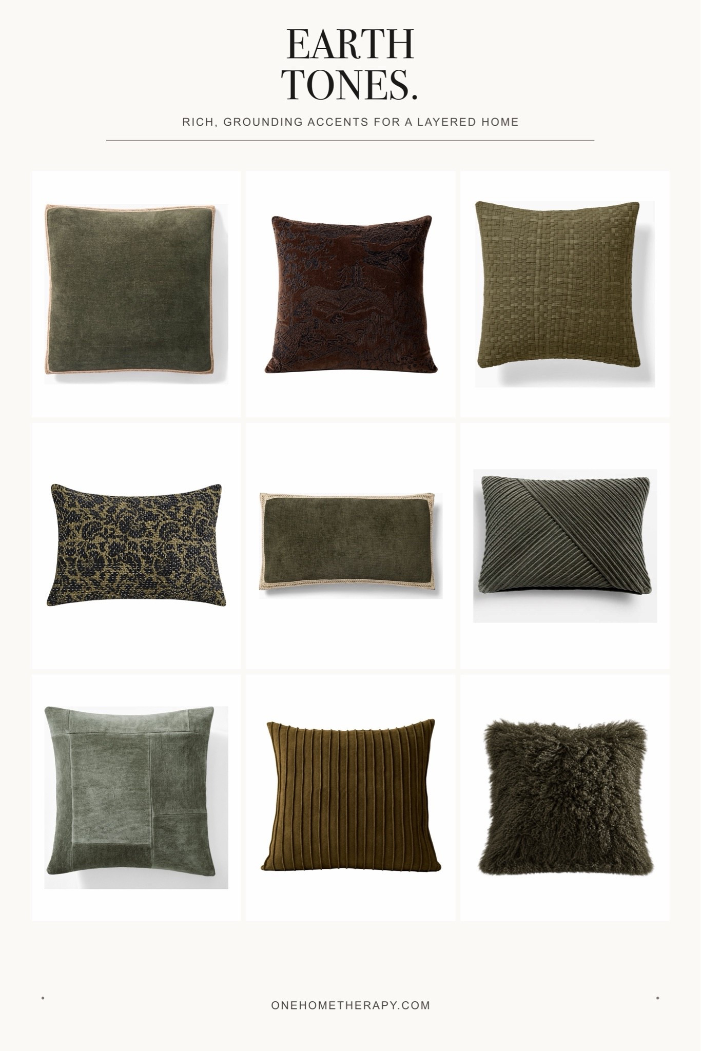 Earth tones, elevated.
Deep olive, moss and chocolate bring instant warmth and depth to a room, proof that neutrals don't have to be beige. Layer in texture and suddenly the whole space feels richer.
#LTKHome
#LTKFinds
#EarthTones #HomeDecor #PillowRefresh #FallHome #CozyHome #InteriorInspo #NeutralHome
#OneHomeTherapy
#LTKHome #LTKU
#LTKSeasonal

#LTKSeasonal #LTKU #LTKHome