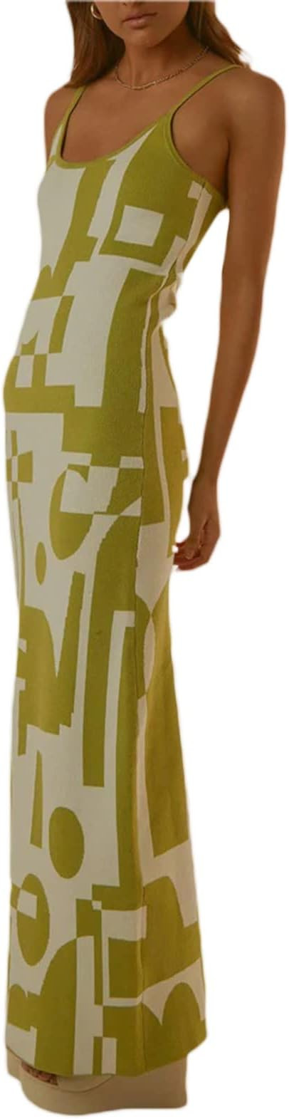 Sexy Knit Bodycon Dress for Women Sleeveless Spaghetti Strap Cut Out Maxi Dress Backless Y2K Summ... | Amazon (US)