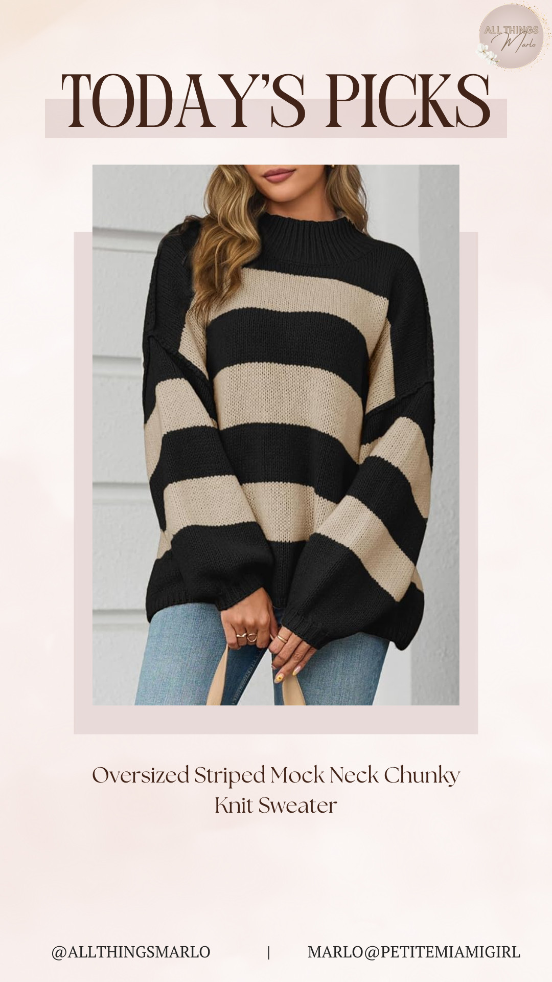 Oversized Striped Mock Neck Chunky Knit Sweater 

 #LTKSeasonal #LTKWorkwear #LTKTravel