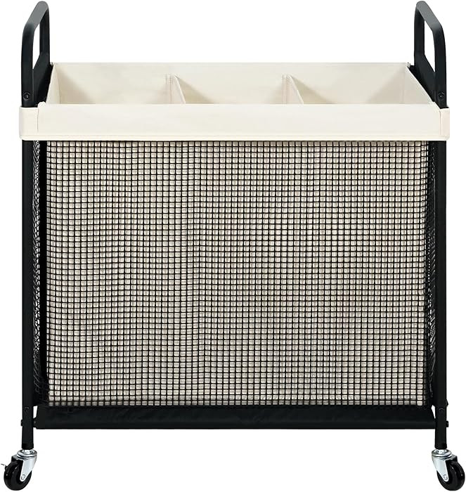 STO STO Laundry Hamper 3 Section, 120L Rolling Laundry Sorter Cart with Removable and Washable Li... | Amazon (US)