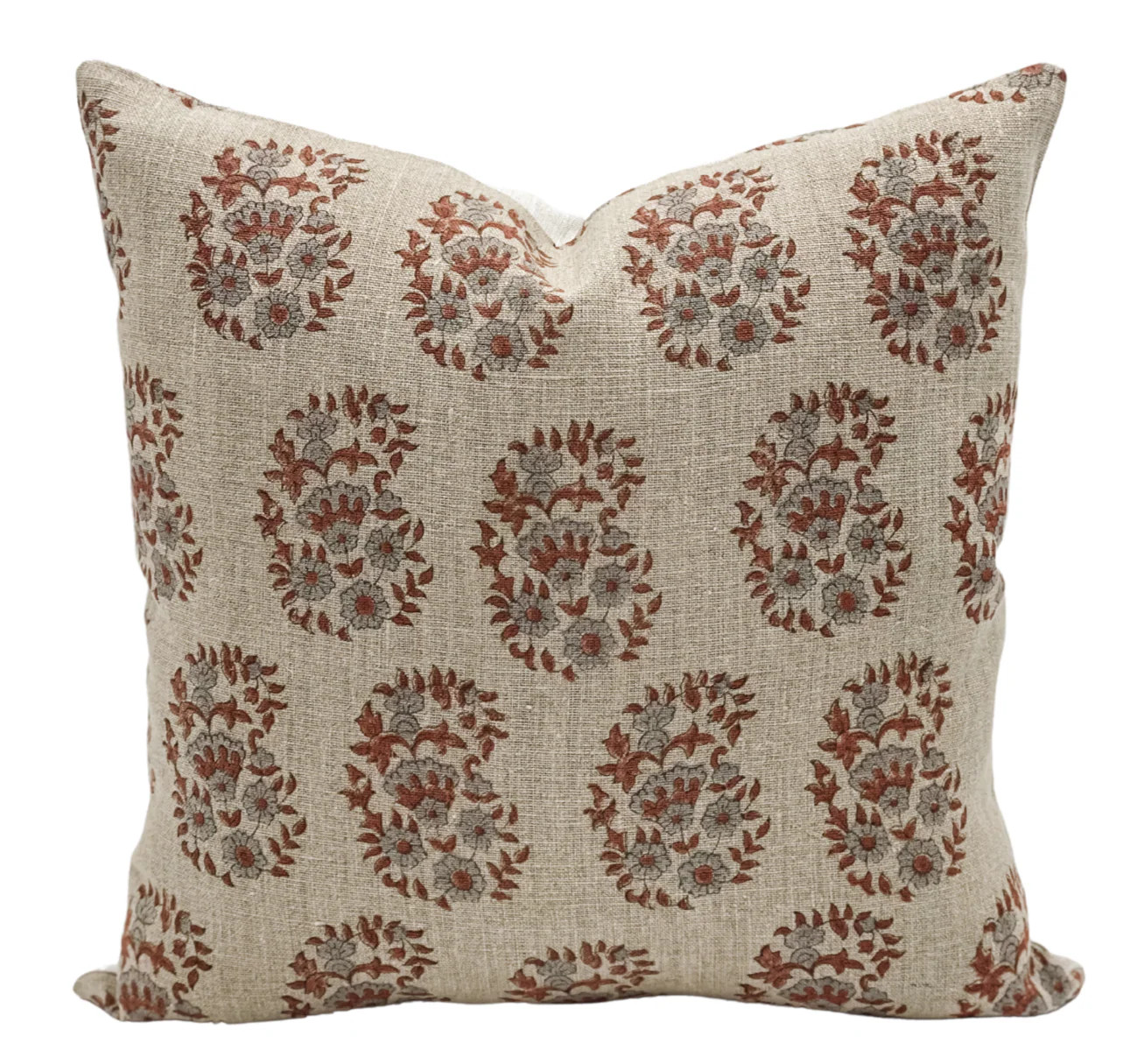 AZALEA IN TERRA COTTA AND GREY PILLOW COVER | Krinto