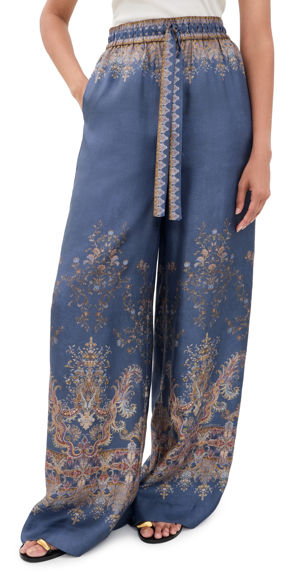 Zimmermann Valiant Track Pants Navy Paisley 0 | Shopbop