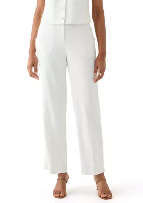 THE LIMITED Women's Linen Wide Leg Pants, White, 12 | Belk