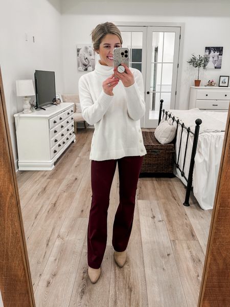Thursday Work Outfit! I’m obsessed with these new pants from Old Navy! I don’t have much luck with pants from them but these are great! Wearing 0P, runs tts
Sweater- linked similars on sale
Booties- linked similar 
Workwear, workoutfit, workwear ideas, business casual, teacher outfits 

#LTKworkwear #LTKsalealert #LTKunder50