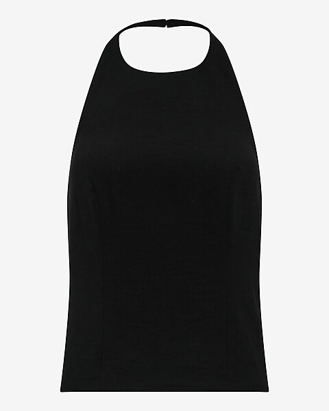Signature Crepe Tailored Halter Top | Express