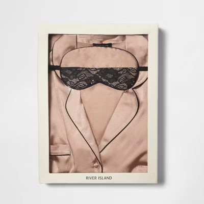 Pink satin pyjama box set | River Island (UK & IE)