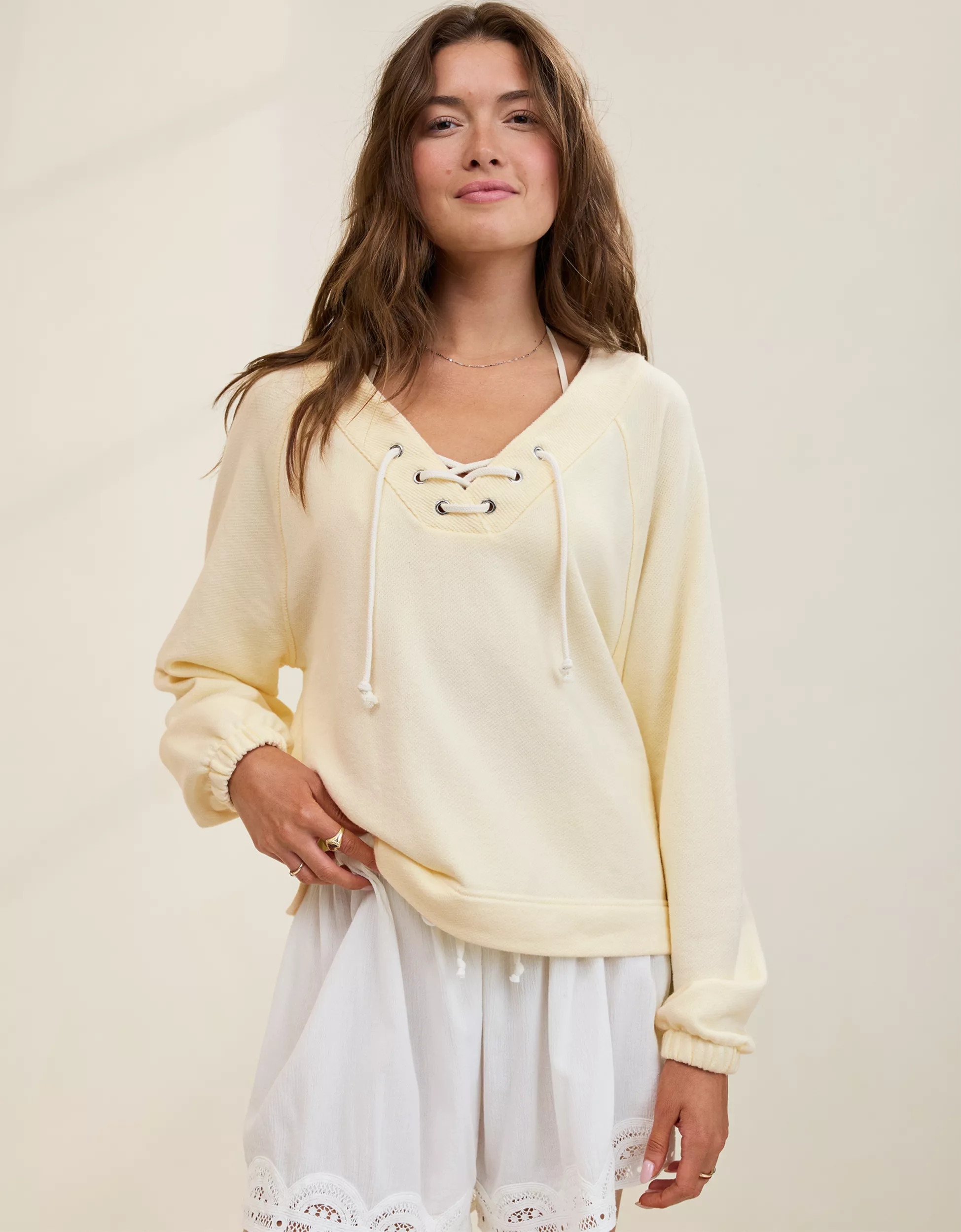 Aerie Lace Up Sweatshirt | American Eagle Outfitters (US & CA)