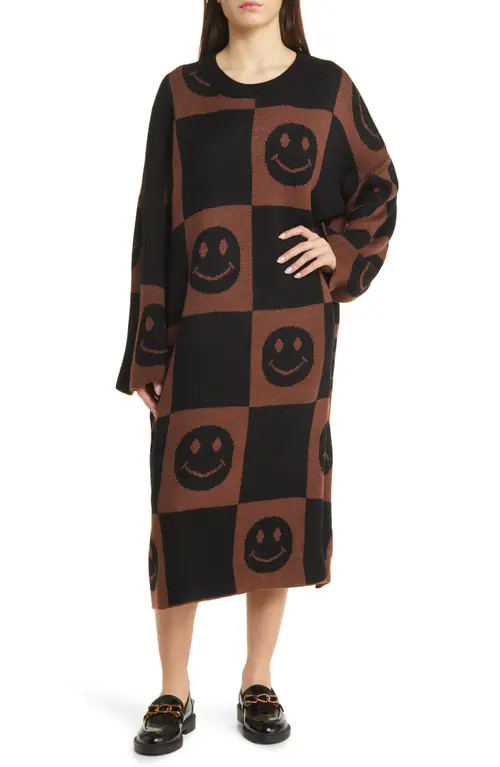 Dressed in Lala Literally Limitless Long Sleeve Oversize Sweater Dress in Good Time Girl at Nordstrom, Size Large | Nordstrom