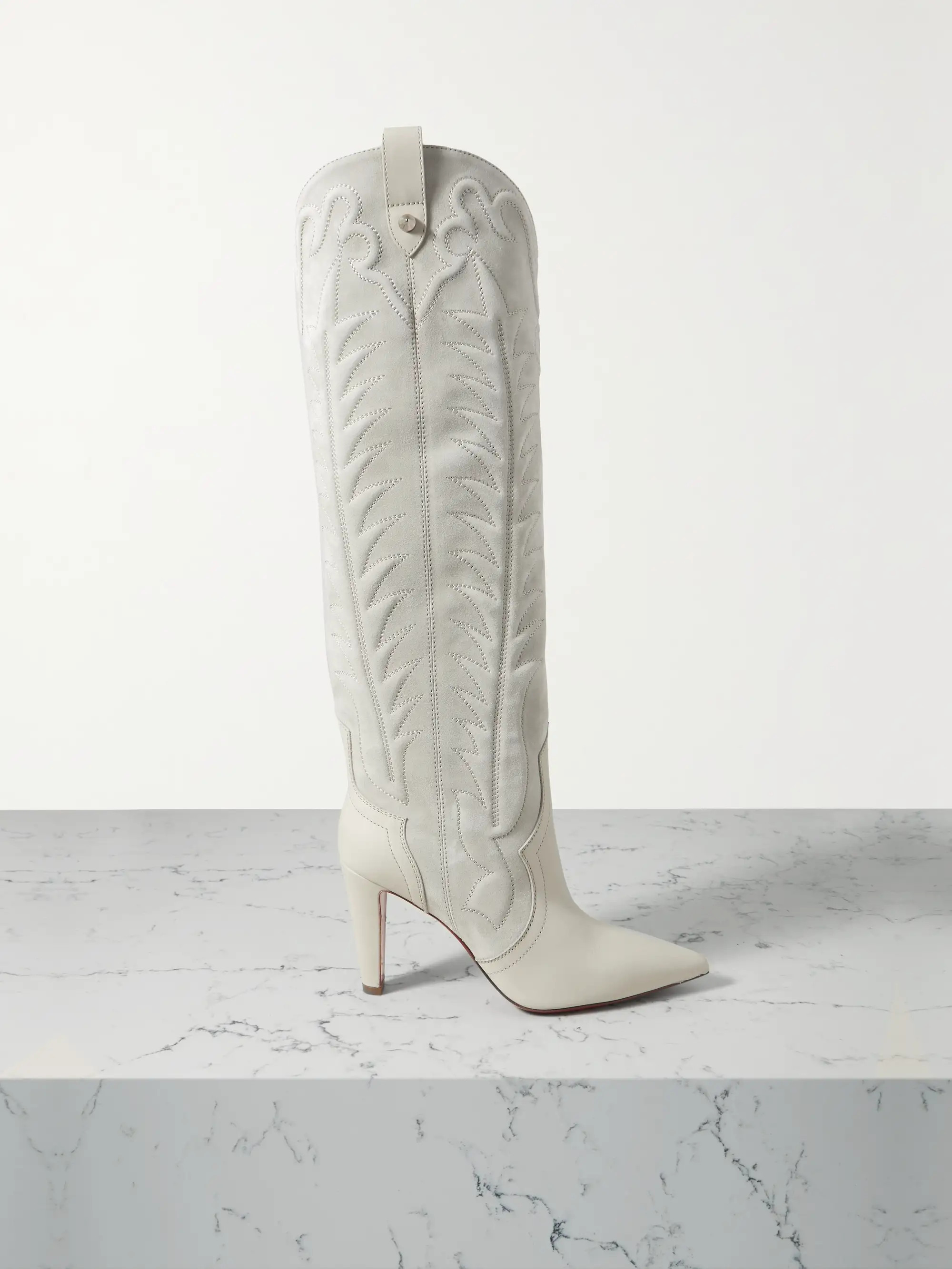 Santia Botta 85 embroidered suede and leather knee boots | NET-A-PORTER (US)