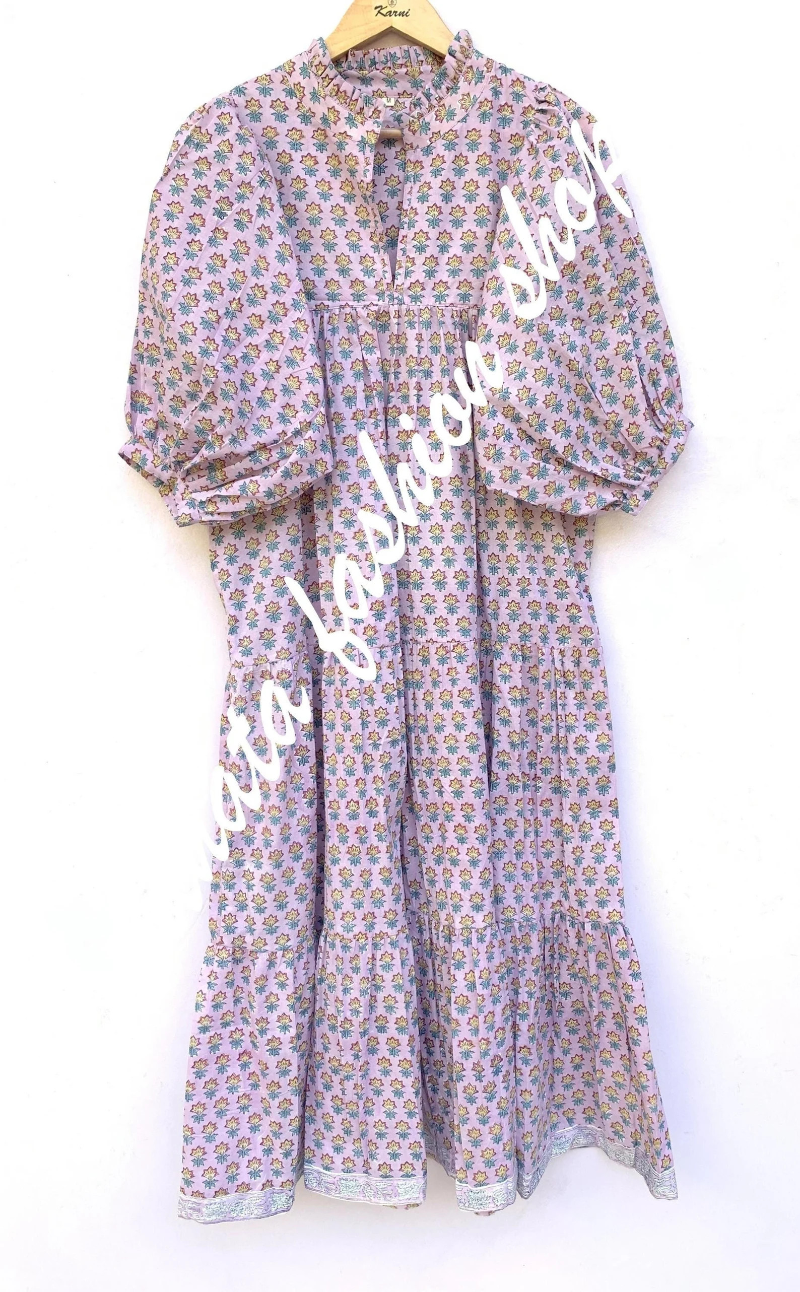 Bohemian Purple Booty Pattern Printed Women's Maxi Dress - Frill Collar With Belt Cotton Long Dre... | Etsy (US)