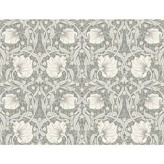 NextWall 40.5 sq. ft. Alloy Grey & Alabaster Pimpernel Floral Vinyl Peel and Stick Wallpaper Roll... | The Home Depot