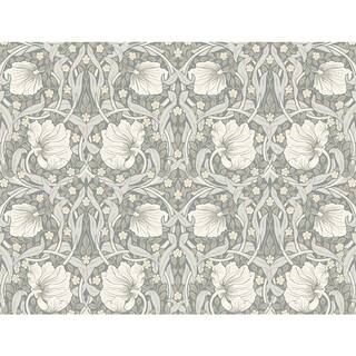 NextWall 40.5 sq. ft. Alloy Grey & Alabaster Pimpernel Floral Vinyl Peel and Stick Wallpaper Roll... | The Home Depot
