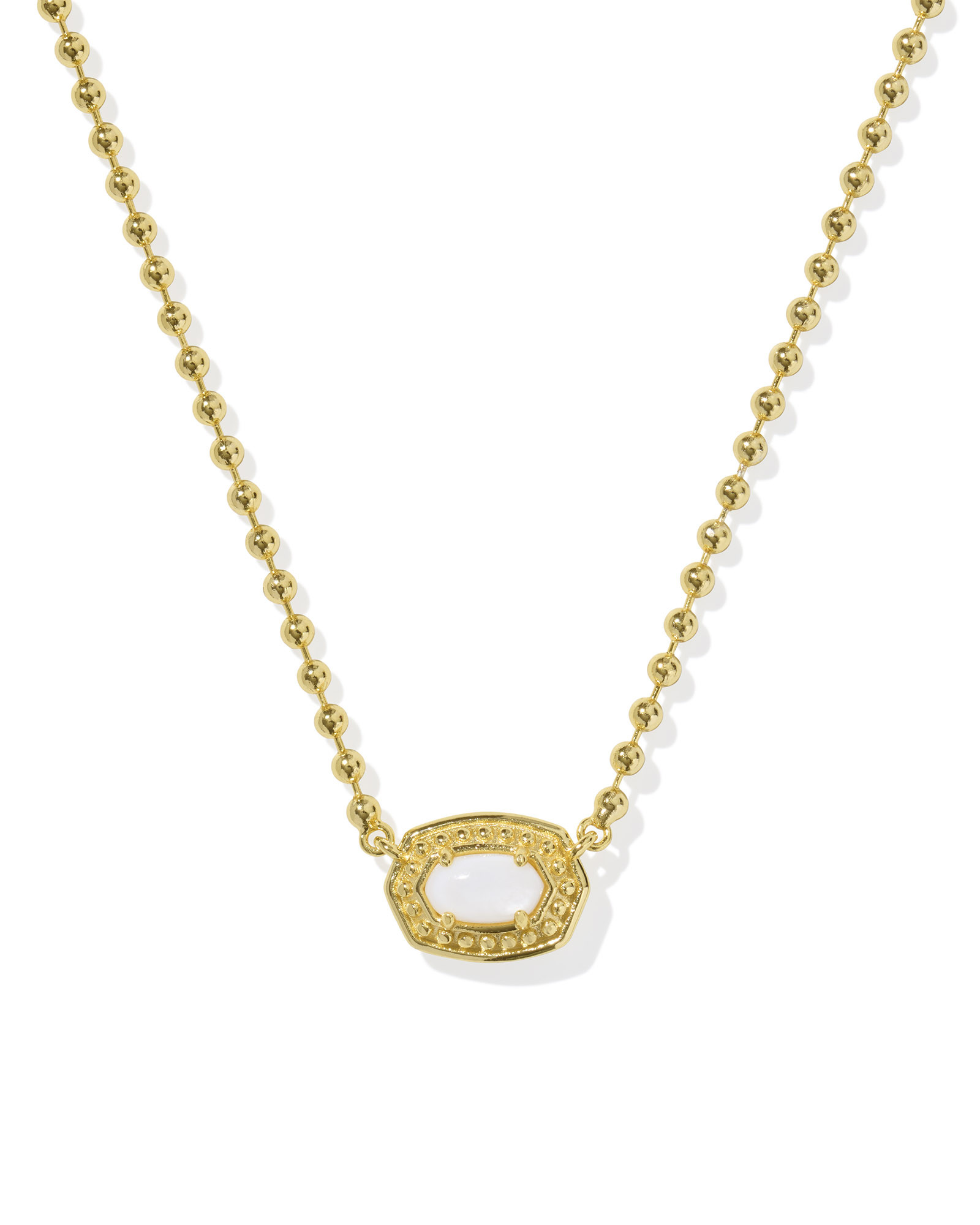 Emilie Gold Beaded Frame Short Pendant Necklace in White Mother-of-Pearl | Kendra Scott | Kendra Scott