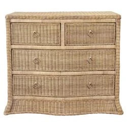 Worlds Away Celine Coastal Beach Natural Woven Rattan Brass Pull Bachelor Chest | Kathy Kuo Home