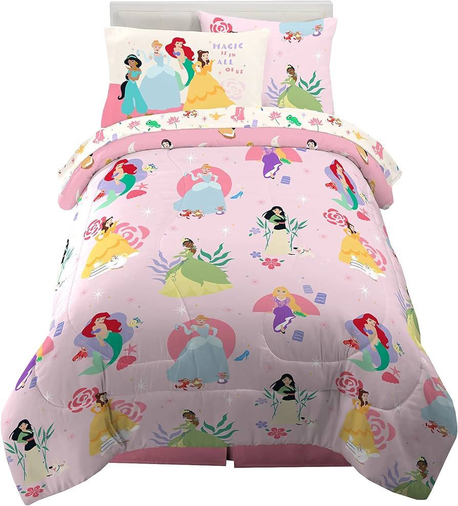 Franco Kids Bedding Super Soft Comforter and Sheet Set with Sham, 5 Piece Twin Size, Disney Princ... | Amazon (US)