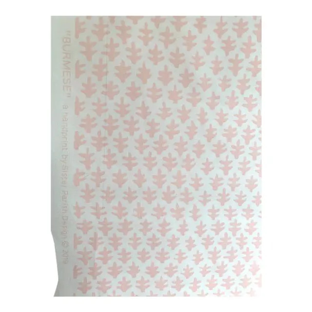 Sister Parish "Burmese" Pink on White Fabric - 4 Yards | Chairish