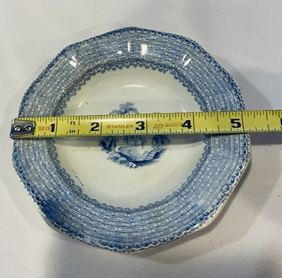 Antique Chinese 5" Blue Transferware Plate Dish Bowl Asian Cherry Blossoms | eBay US