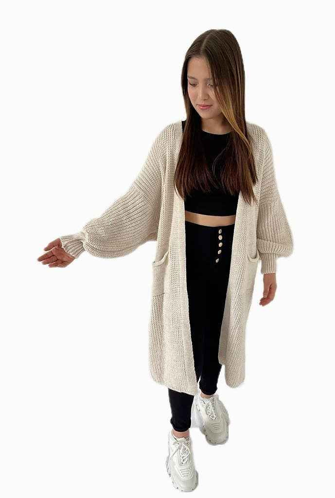 HELLO MISS Longstrickjacke Modisch Maxi Strickjacke mit aufgesetzten Taschen, Cardigan Lang | OTTO (DE)