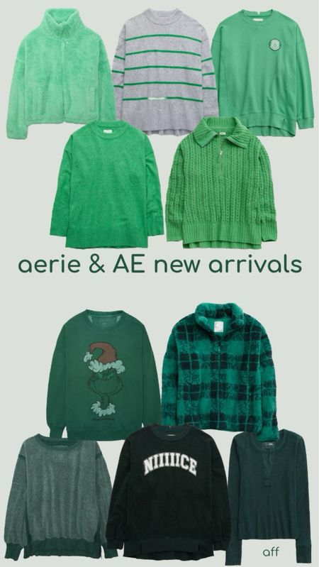 Aerie new arrivals & American Eagle new arrivals that are all perfect for fall or Christmas! Lots of sweaters, sweatshirts, and pullovers for this cozy time of year. Several are on sale right now, too and would make great gifts! ………… Christmas Day outfit, christmas morning outfit, Christmas Day look, christmas look, Friendsgiving outfit, casual fall, fall trends, fall look, fall sweater, fall sweatshirt, free people dupe, fp dupe, aerie sweatshirt, aerie crewneck, aerie fleece, American Eagle sweater, aerie sweater, cable knit sweater, half zip sweater, christmas graphic sweatshirt, graphic Christmas shirt, graphic christmas sweatshirt, Christmas graphic tee, henley, green henley, Christmas green pullover, evergreen top, evergreen henley, teddy fleece pullover, striped sweater, aerie Sunday chill sweatshirt, christmas gift for her, christmas gift for friends, christmas gift for teens, christmas gift for teen girls, gift ideas under $50, gift ideas for teens, gift ideas for girls, gift ideas for her, gift ideas for friends, favorite things party gift idea

#LTKGiftGuide #LTKplussize #LTKfindsunder50