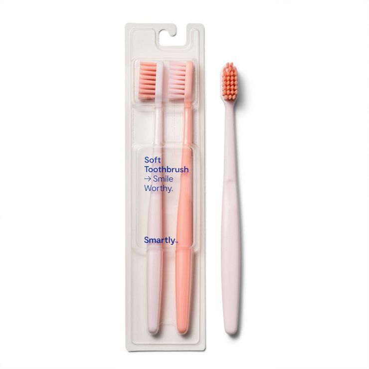 Pink Manual Toothbrush - 2ct - Smartly™ | Target