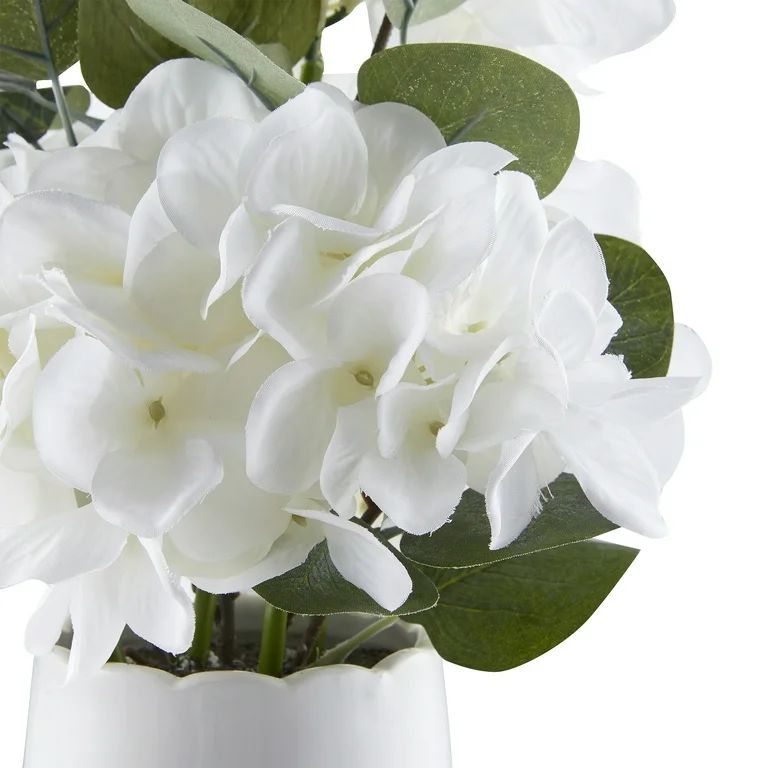 My Texas House White Faux Hydrangea Plant in Ceramic Vase, 16" Height - Walmart.com | Walmart (US)