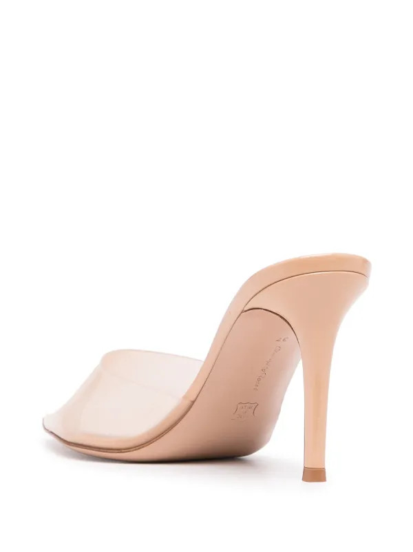 Gianvito Rossi Elle 85mm transparent-strap Mules | Neutrals | FARFETCH AU | Farfetch Global