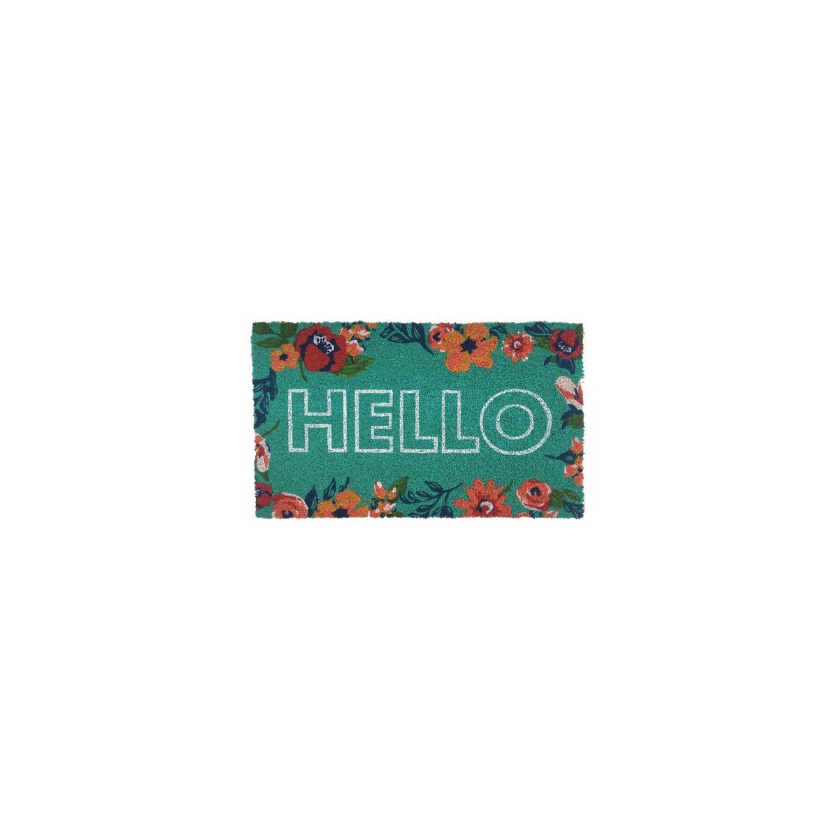 Hello Floral Coir Doormat Spring Natural Fiber Outdoor 30" x 18" Briarwood Lane | Target