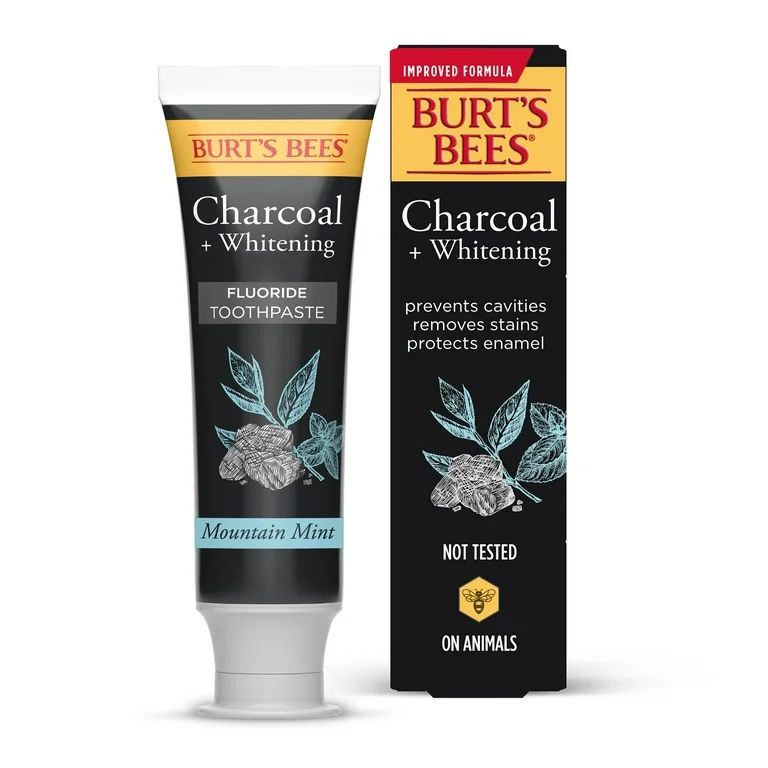 Burt's Bees Toothpaste, Natural Flavor, Charcoal with Fluoride Toothpaste, Mountain Mint, 4.7 oz ... | Walmart (US)