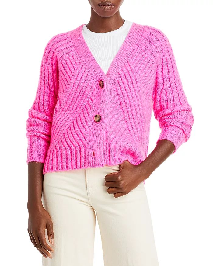 Mixed Rib Cropped Cardigan - 100% Exclusive | Bloomingdale's (US)