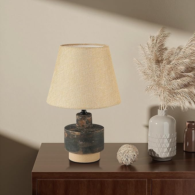 CXWV Ceramic Table Lamp Grey Hand Brush Grey Desk Lamp E26 Base Natural Plain Small Table Lamp Fa... | Amazon (US)