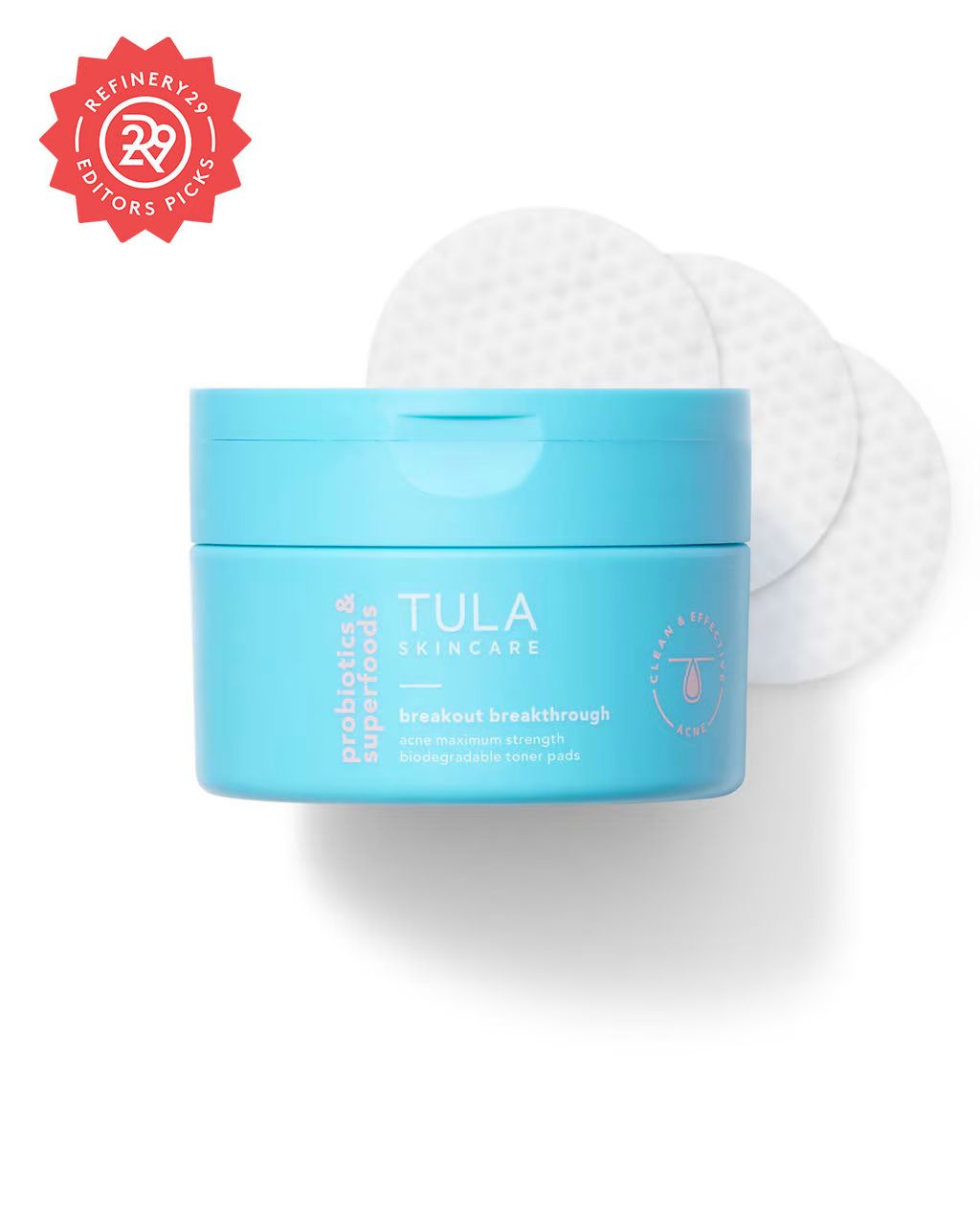 acne maximum strength biodegradable toner pads | Tula Skincare
