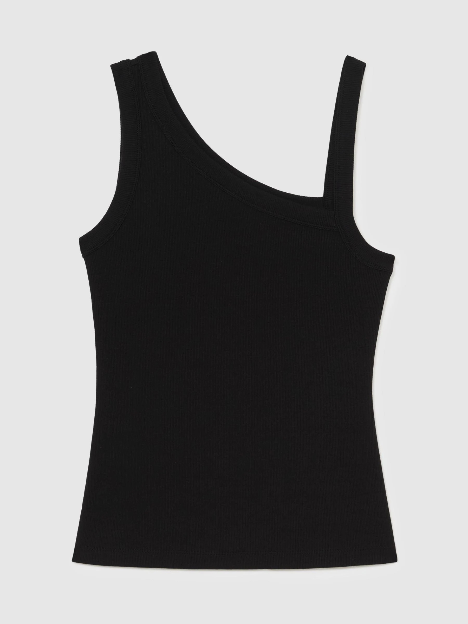 Reiss Reiss Black Aysha Stretch-Cotton Asymmetric-Neck Vest | Next US