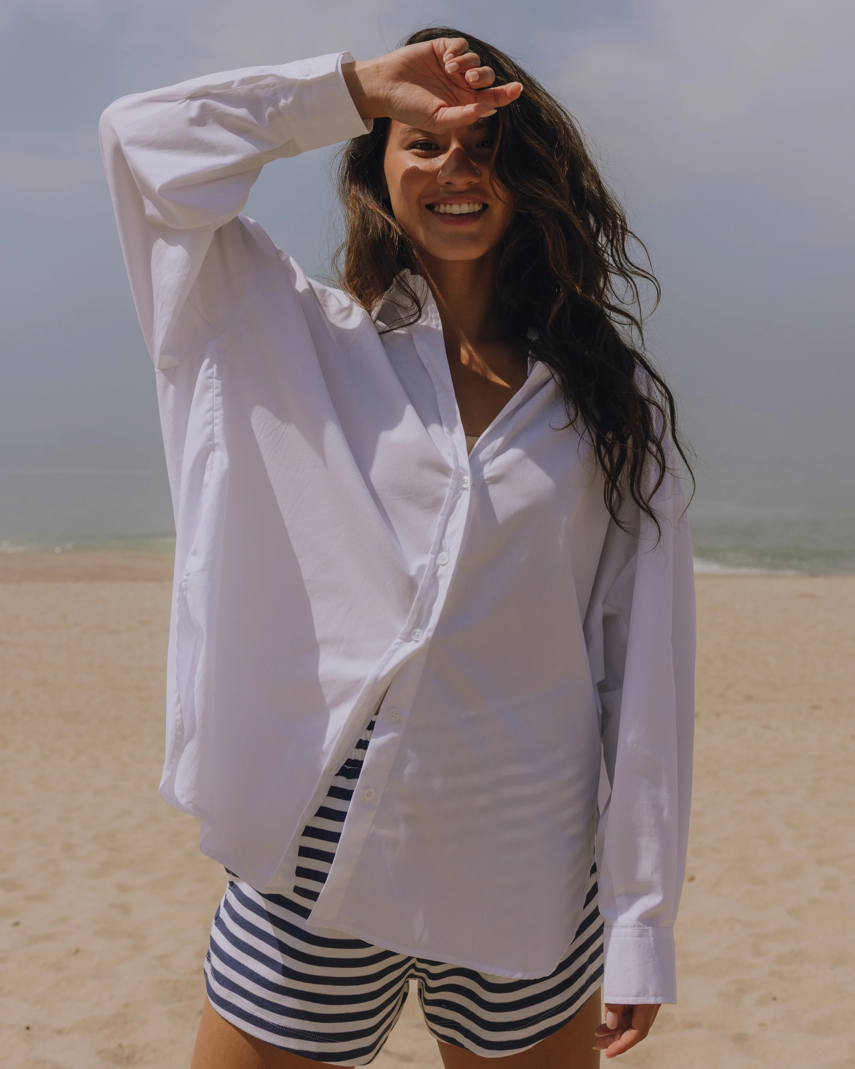 Oversized Poplin Button Down - White | Daily Drills LLC