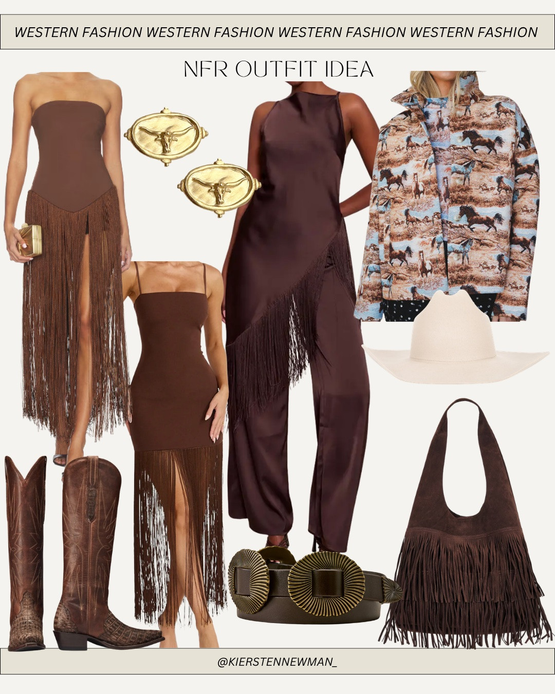 NATIONAL FINALS RODEO OUTFIT IDEA - NFR - western fashion - cowgirl
Boots - cowgirl hat - fringe leather skirt - Vegas - cowboy cowgirl - horse bit necklace - Tecovas - country concert outfit idea - rodeo - PBR - Texas - western chic - denim dress - fringe bag - horse print - chocolate brown dress - wedding guest dress 

#LTKgrwm #LTKootd #LTKWorkwear

#LTKootd #LTKgrwm #LTKdayinmylife

#LTKgrwm #LTKootd