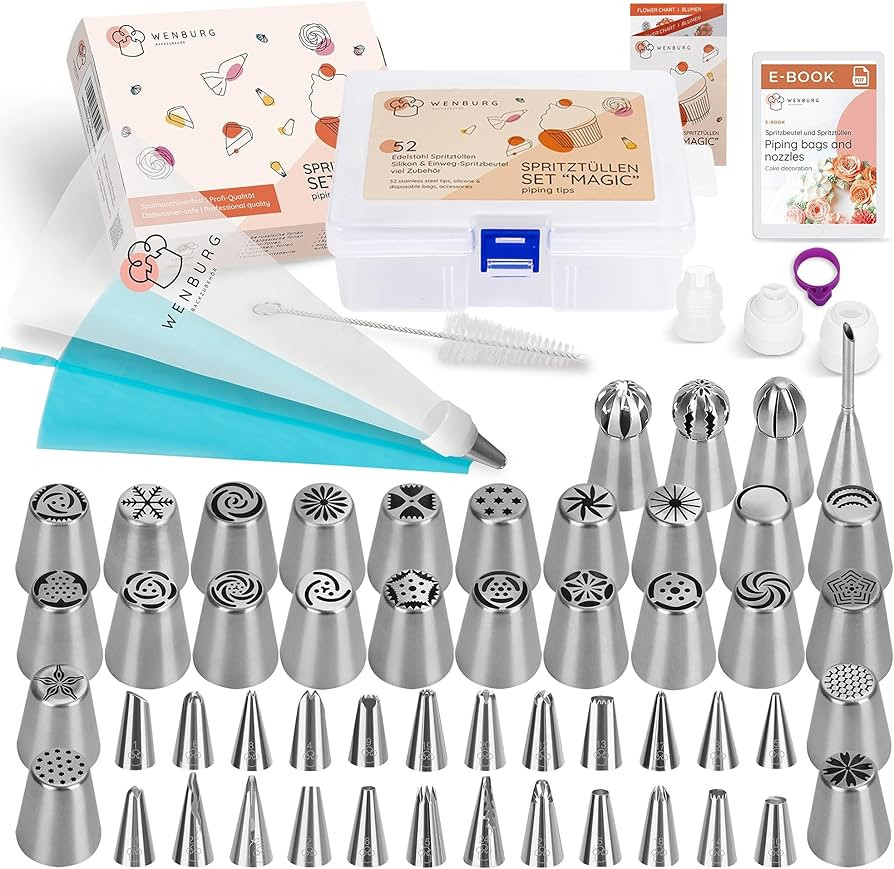 Wenburg Russian Piping Tips Set 100pcs - Icing Tips for Cake Decorating and Cupcake Decorating Ki... | Amazon (US)