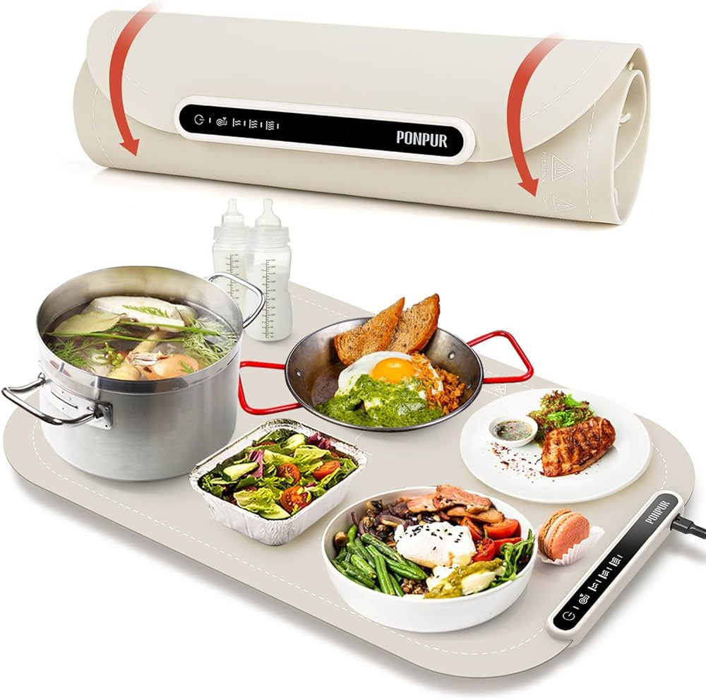 Electric Warming Mat for Food, 3 Adjustable Temperature - PONPUR Silicone Food Warmer Tray for Pa... | Amazon (US)