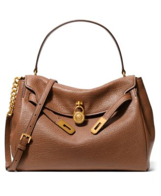 Michael Michael Kors Hamilton Moderne Flap Top Handle Medium Satchel Handbag - Chocolate | Macy's