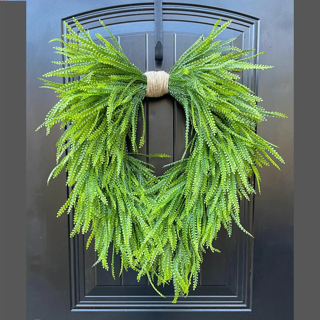 Bead Grass Wreath for Front Door, Saw Grass Wreath, Year Round Wreath, All Season Cascading Green... | Etsy (US)