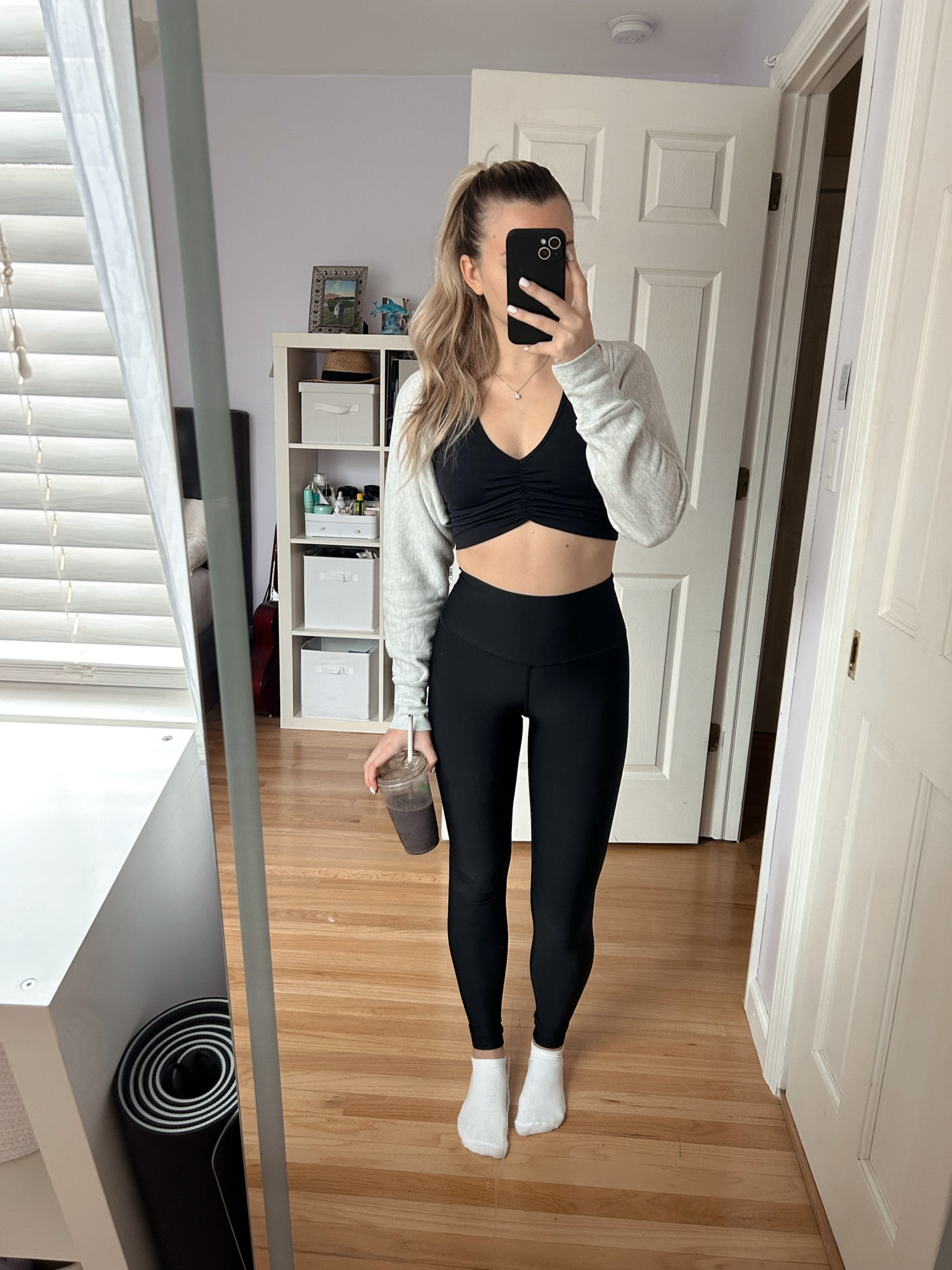 Todays pilates outfit 🖤 workout outfit inspo, alo yoga, grey shrug

#LTKfitness #LTKstyletip #LTKMostLoved