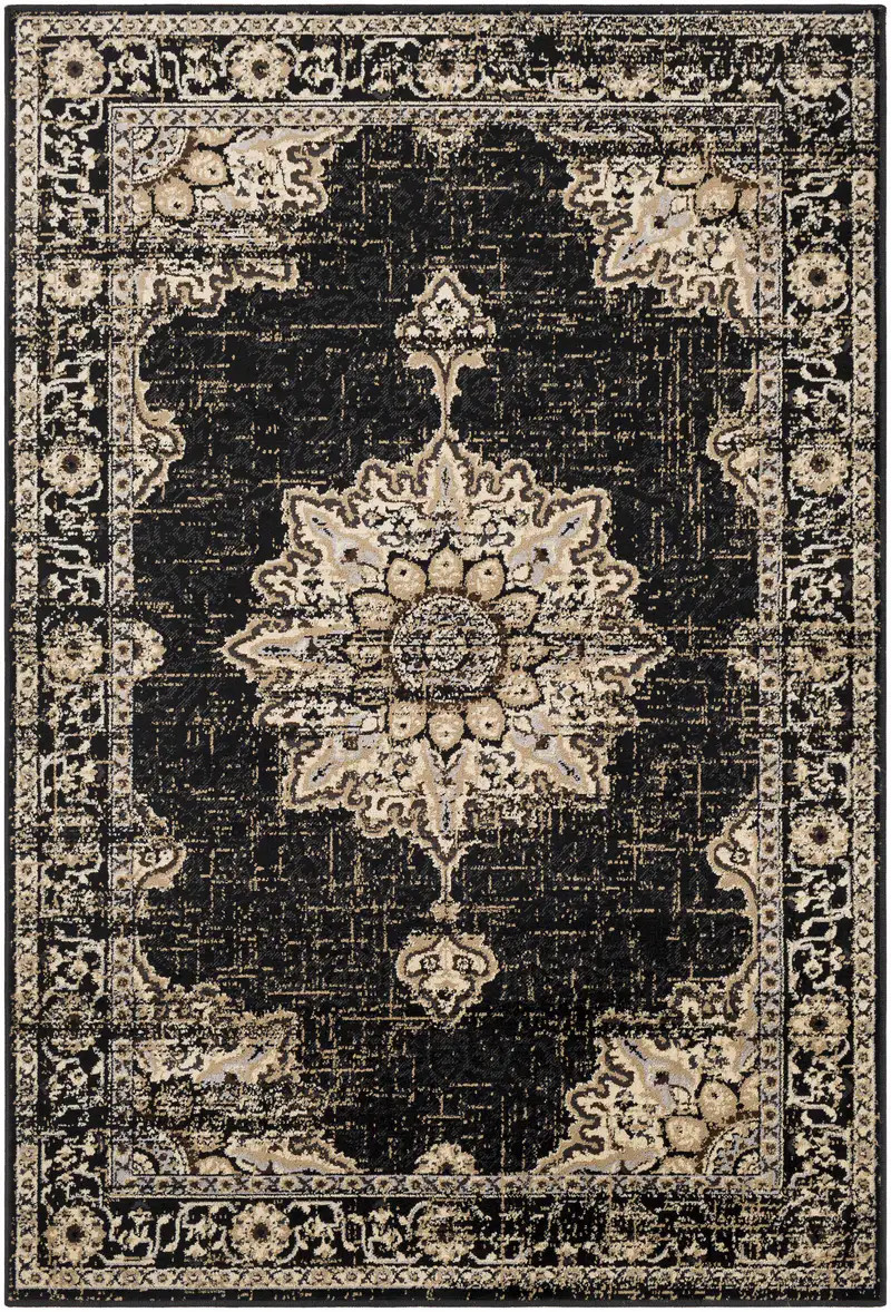 Lostwithiel Black Medallion Rug | Boutique Rugs