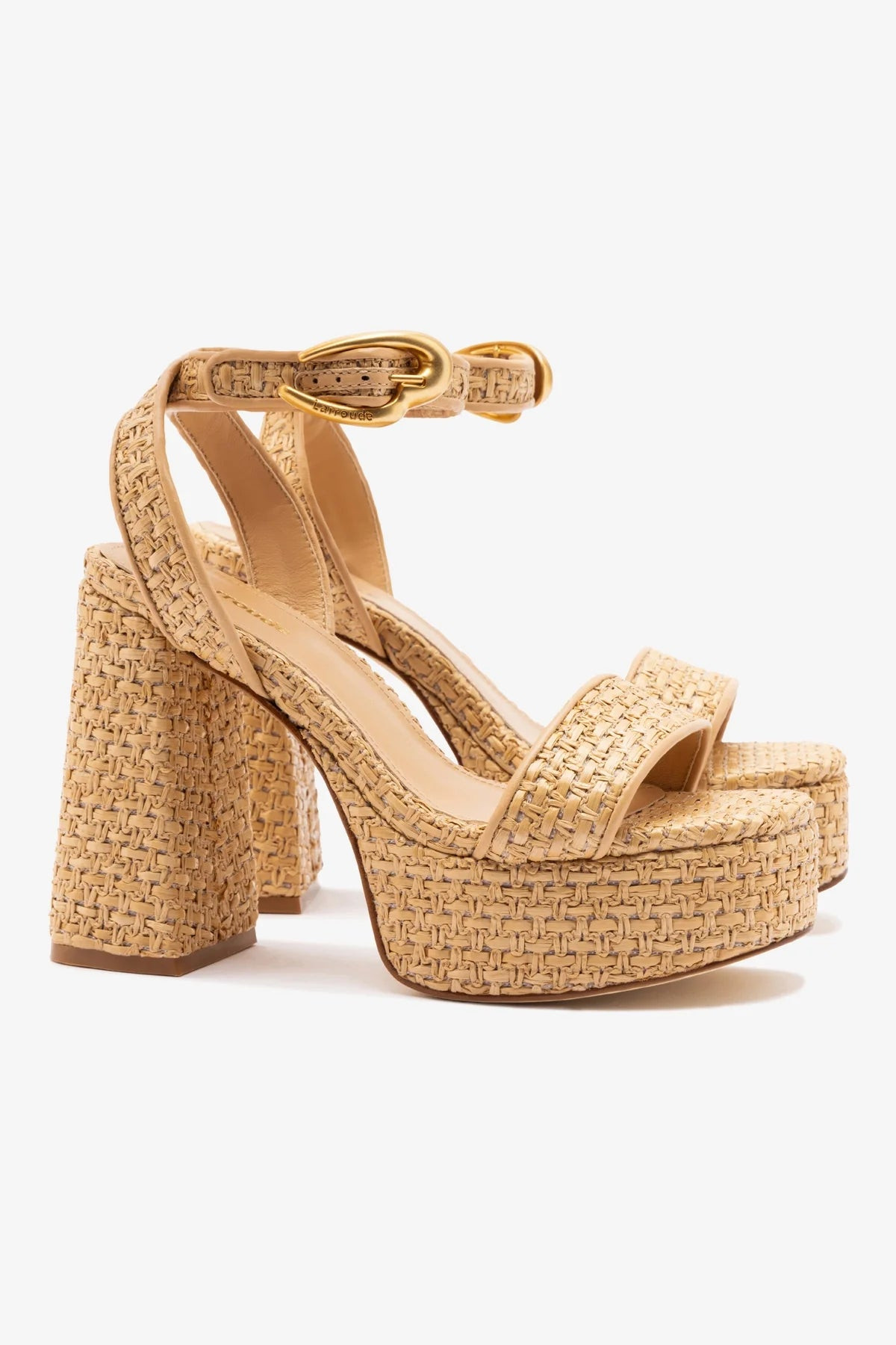 Dolly Verona Sandal In Beige Leather and Natural Raffia | Larroude