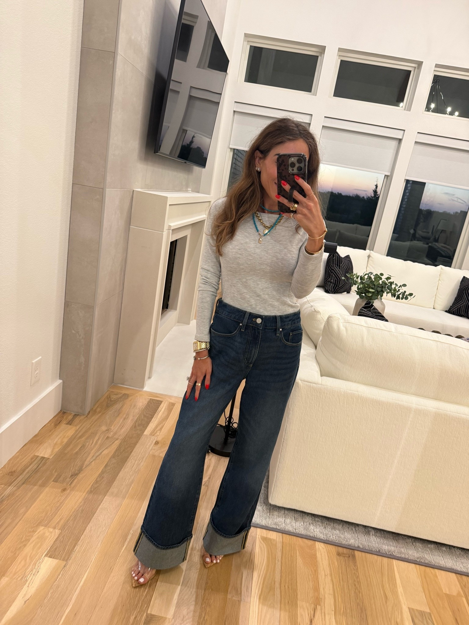 Trending cuff jeans wearing size 00 petite