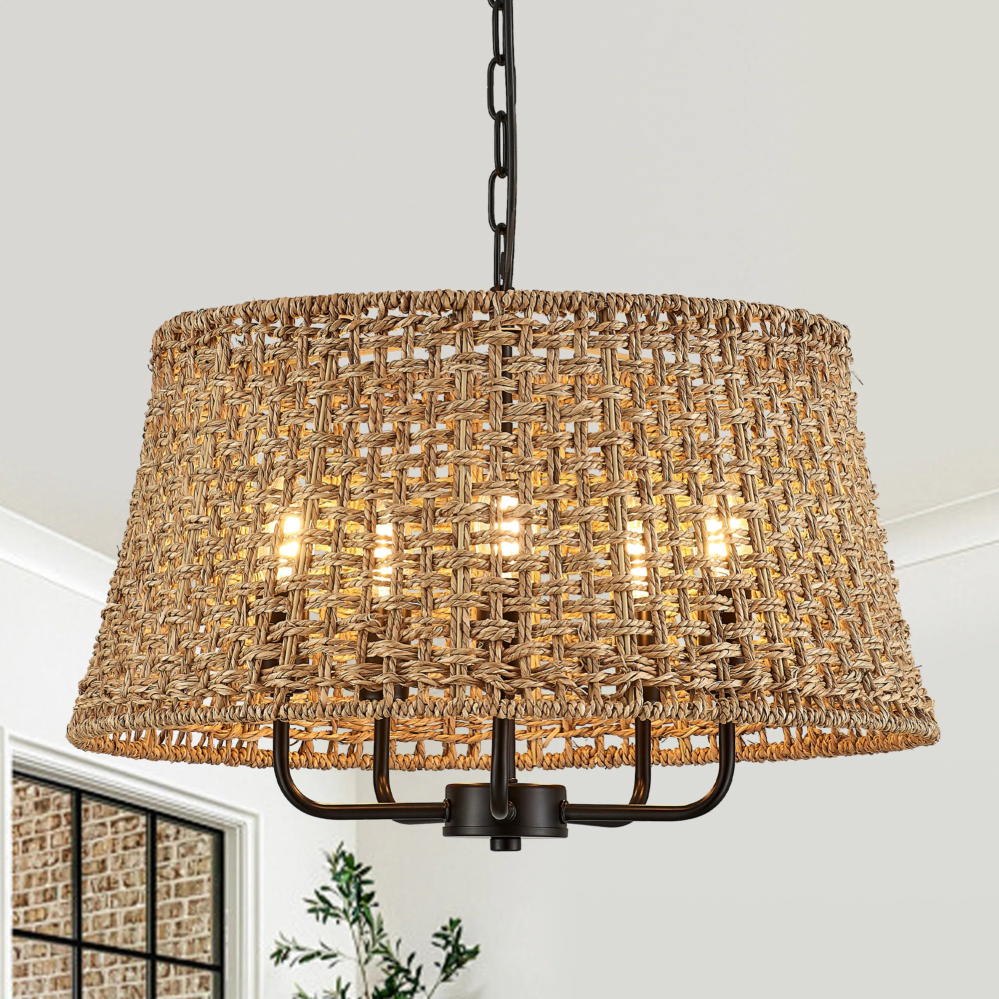 5-light Boho Farmhouse Hand-woven Rattan Chandelier | Wayfair North America