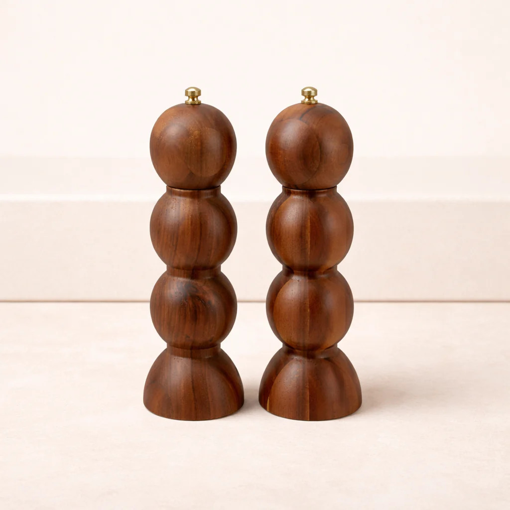 Acacia Wood Salt & Pepper Mills Set | By Luxe B Co. | luxe bCO